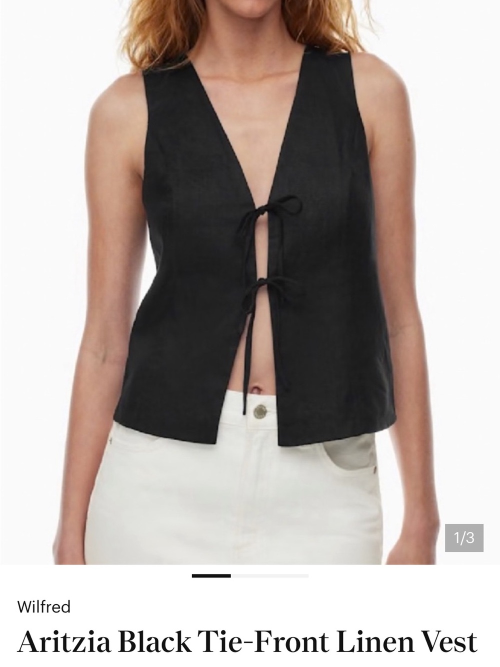 Wilfred Black Tie-Front Linen Camisole